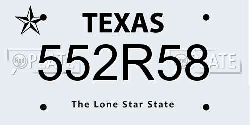 552R58 Texas License Plate