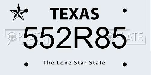 552R85 Texas License Plate