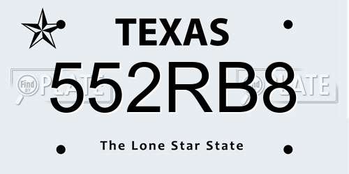552RB8 Texas License Plate