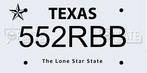 552RBB Texas License Plate