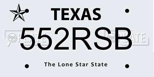 552RSB Texas License Plate