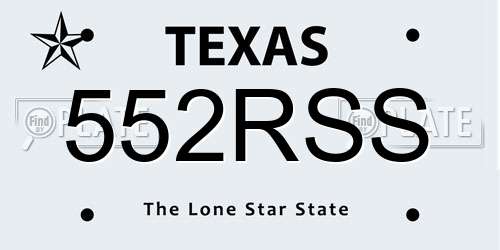 552RSS Texas License Plate
