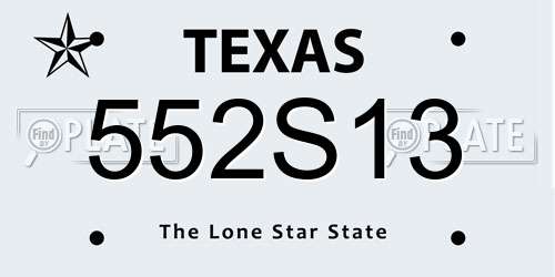 552S13 Texas License Plate