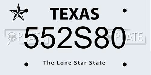 552S80 Texas License Plate