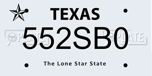 552SB0 Texas License Plate