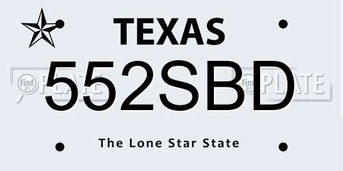 552SBD Texas License Plate
