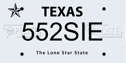 552SIE Texas License Plate