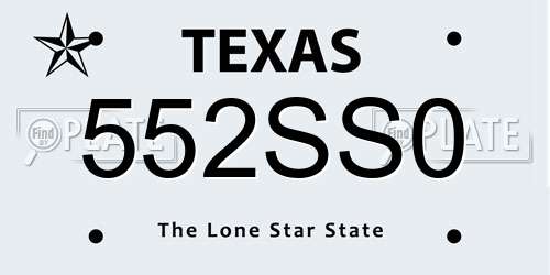 552SS0 Texas License Plate