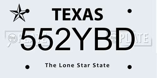 552YBD Texas License Plate