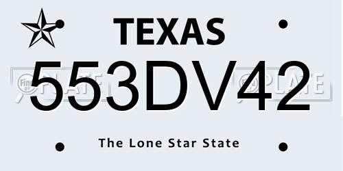 553DV42 Texas License Plate