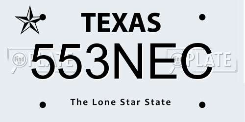 553NEC Texas License Plate