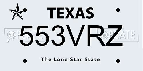 553VRZ Texas License Plate