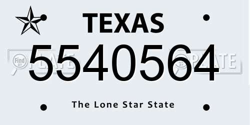 5540564 Texas License Plate