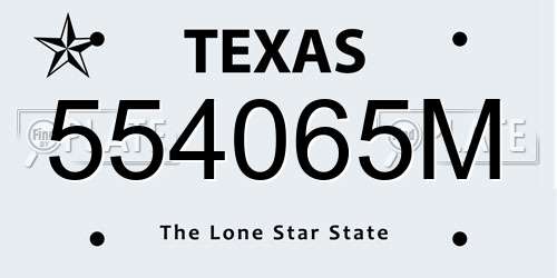 554065M Texas License Plate