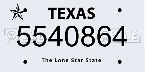 5540864 Texas License Plate