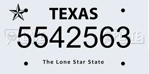 5542563 Texas License Plate