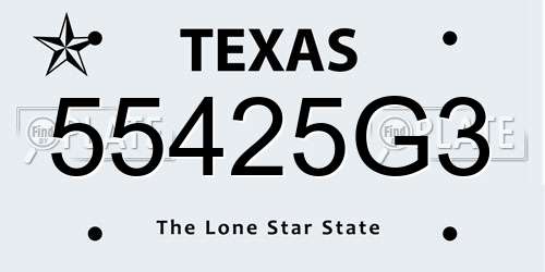 55425G3 Texas License Plate