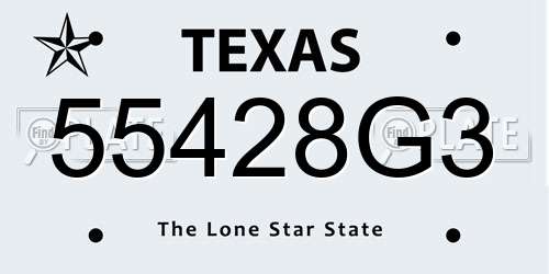 55428G3 Texas License Plate