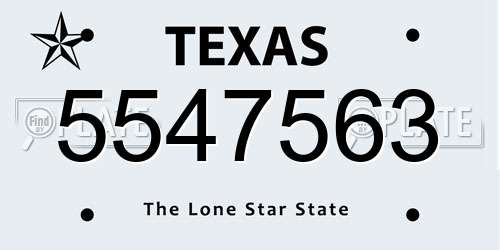 5547563 Texas License Plate