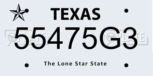 55475G3 Texas License Plate
