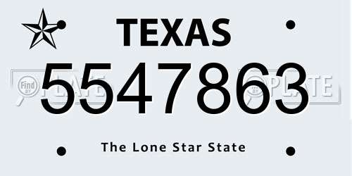 5547863 Texas License Plate