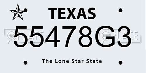 55478G3 Texas License Plate