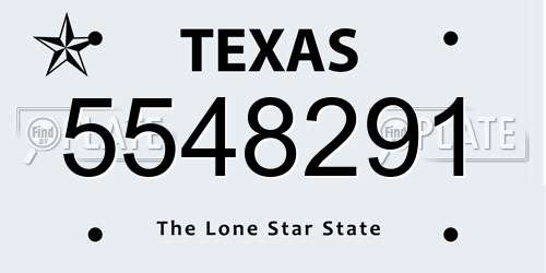 5548291 Texas License Plate