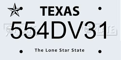 554DV31 Texas License Plate