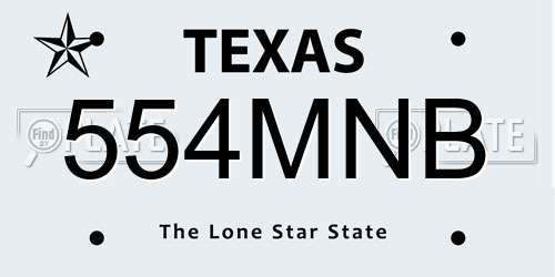 554MNB Texas License Plate