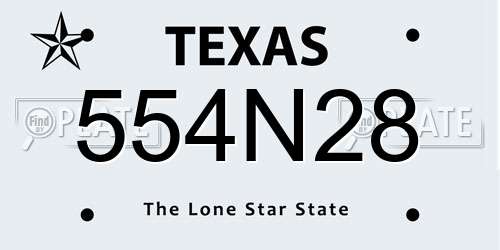 554N28 Texas License Plate