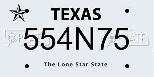 554N75 Texas License Plate
