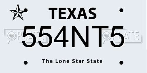554NT5 Texas License Plate