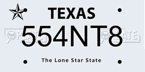 554NT8 Texas License Plate
