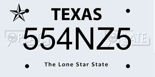 554NZ5 Texas License Plate
