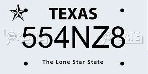 554NZ8 Texas License Plate