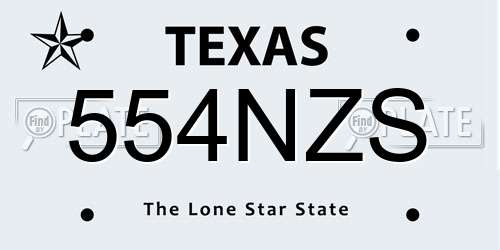 554NZS Texas License Plate