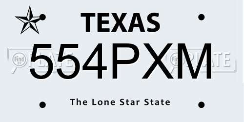 554PXM Texas License Plate