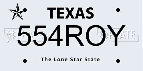554ROY Texas License Plate