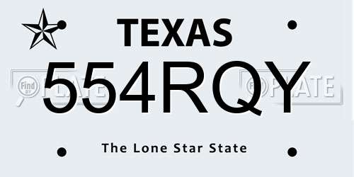 554RQY Texas License Plate
