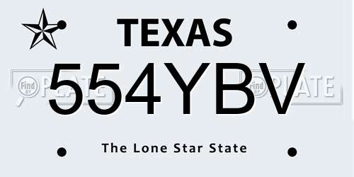 554YBV Texas License Plate