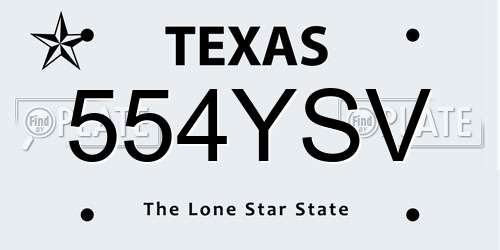 554YSV Texas License Plate