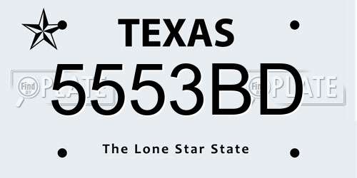 5553BD Texas License Plate