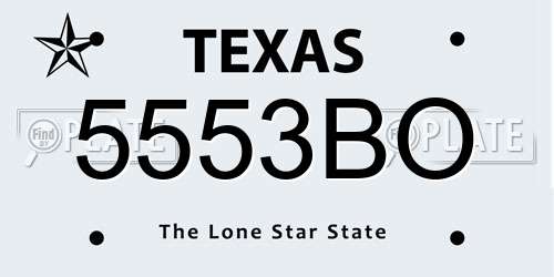 5553BO Texas License Plate