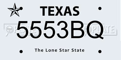 5553BQ Texas License Plate