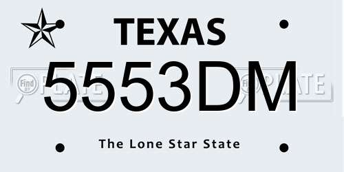 5553DM Texas License Plate