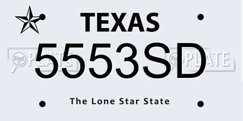 5553SD Texas License Plate