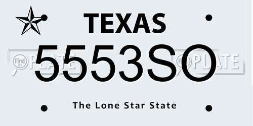 5553SO Texas License Plate