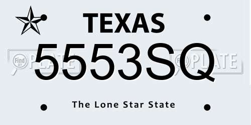 5553SQ Texas License Plate