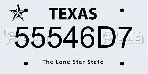 55546D7 Texas License Plate