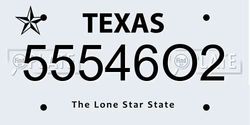55546O2 Texas License Plate